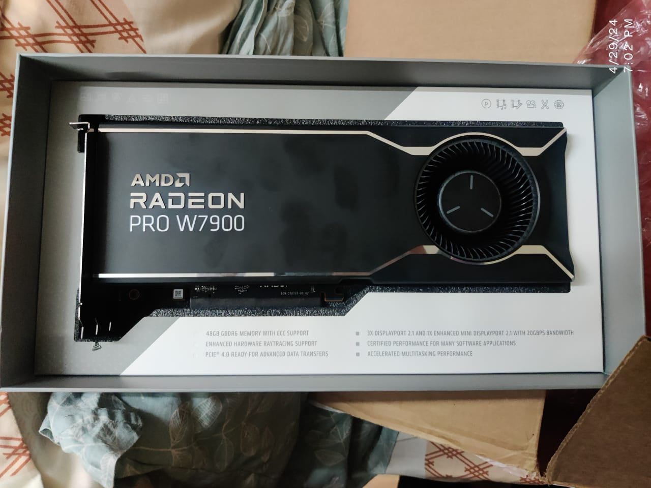 AMD Radeon Pro W7900 Professional Graphics Card Open Box