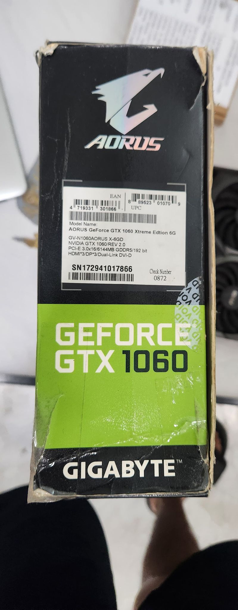 Gigabyte AORUS GeForce GTX 1060 6GB Xtreme Edition Used GPU