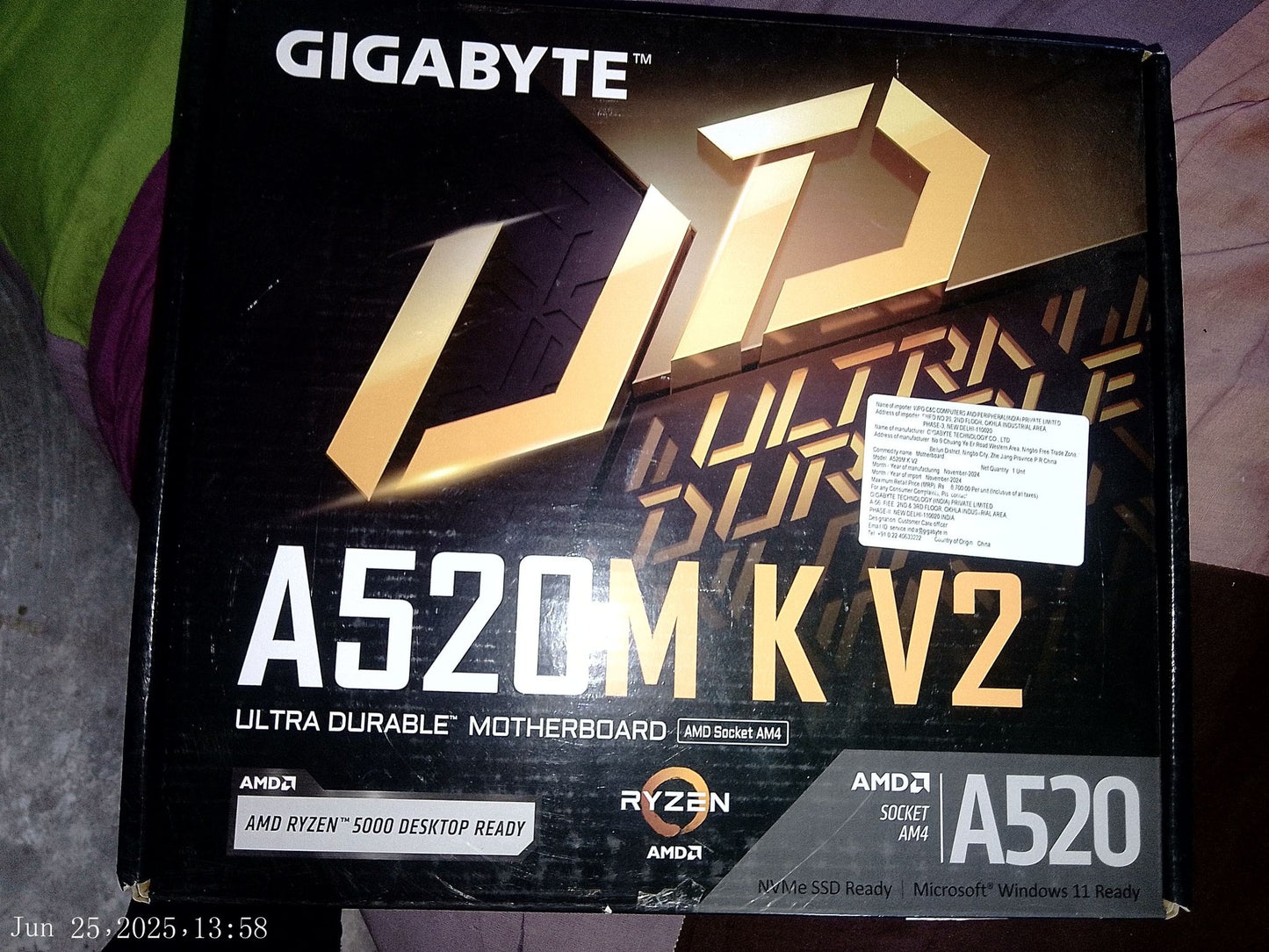 GIGABYTE A520M K V2 mATX AM4 Motherboard Open Box