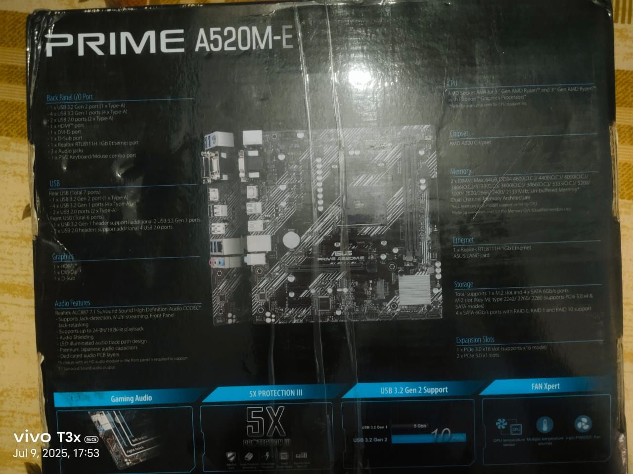 ASUS Prime A520M-E AM4 Socket DDR4 Used Motherboard