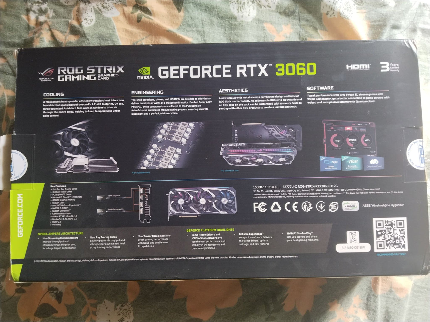 ASUS ROG Strix RTX 3060 V2 OC Edition 12GB buffed-up design Used GPU