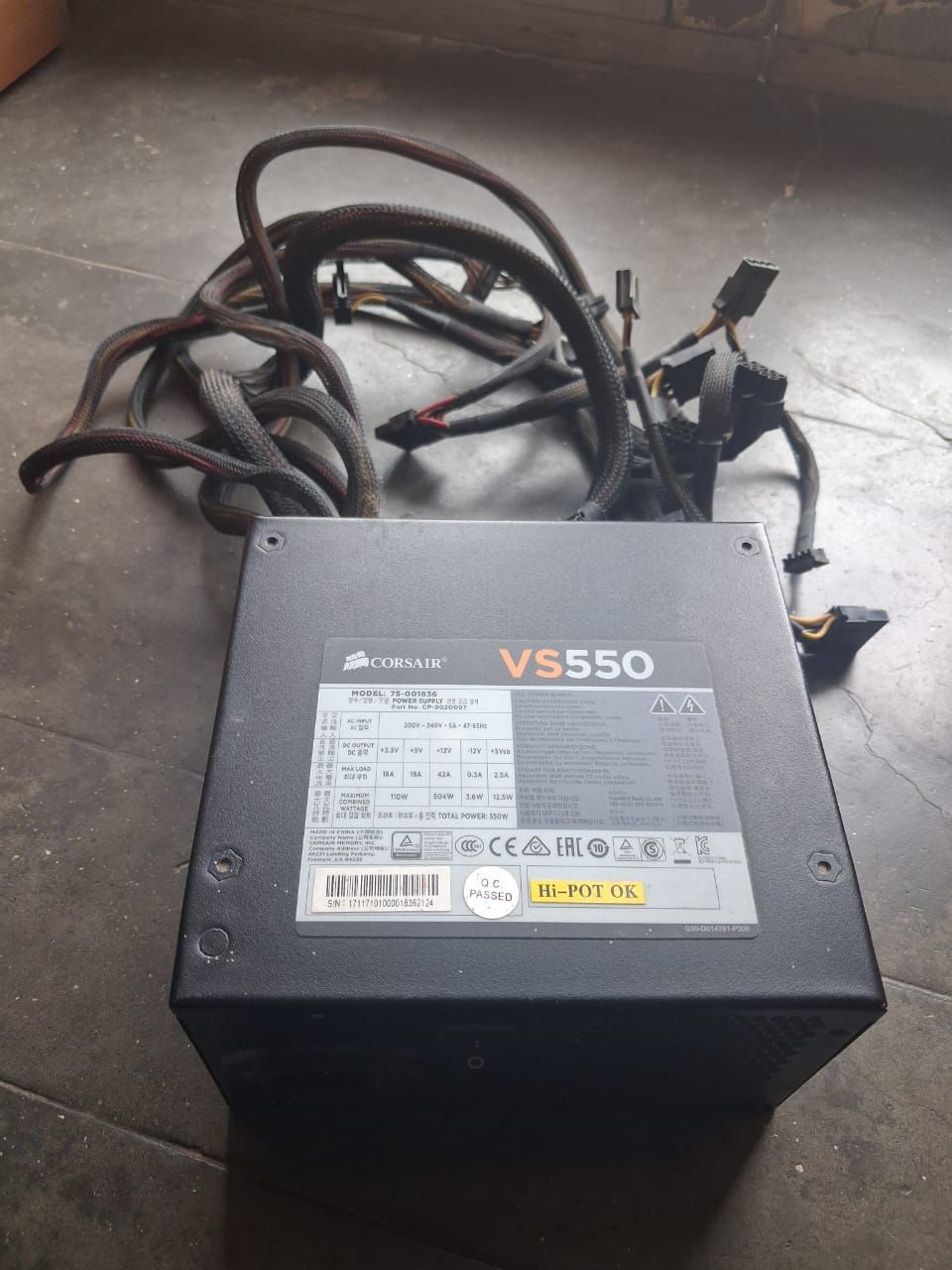 Corsair VS550 550-Watt Power Supply Used PSU
