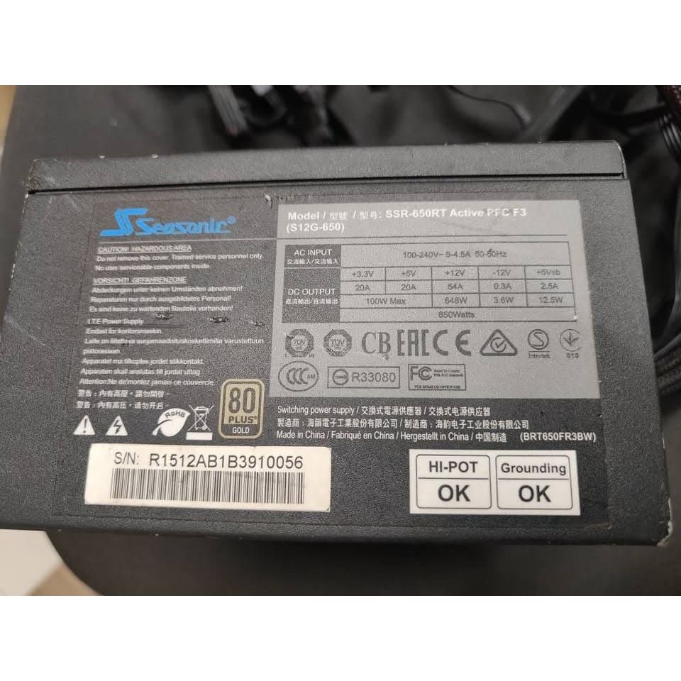 Seasonic SSR-650RT 650 Watts (Premium Quality Capacitors) Used PSU