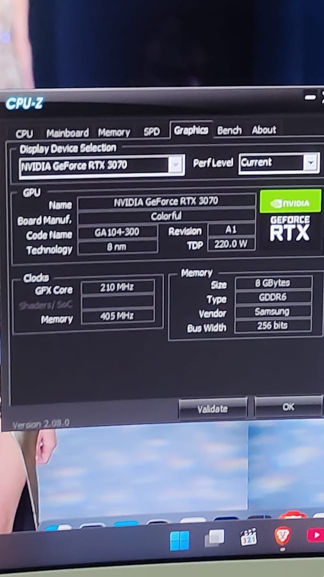 COLORFUL iGame GeForce RTX 3070 Ultra W OC Triple Fan 8GB Used GPU