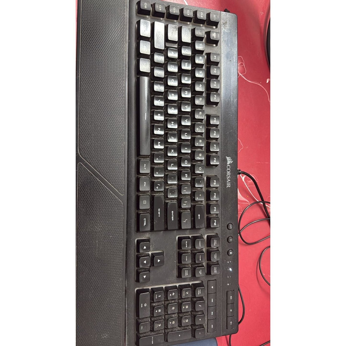 Corsair K55 RGB LED Backlit Keys Media Controls Gaming Keyboard with Wrist Rest, Used Keyboard
