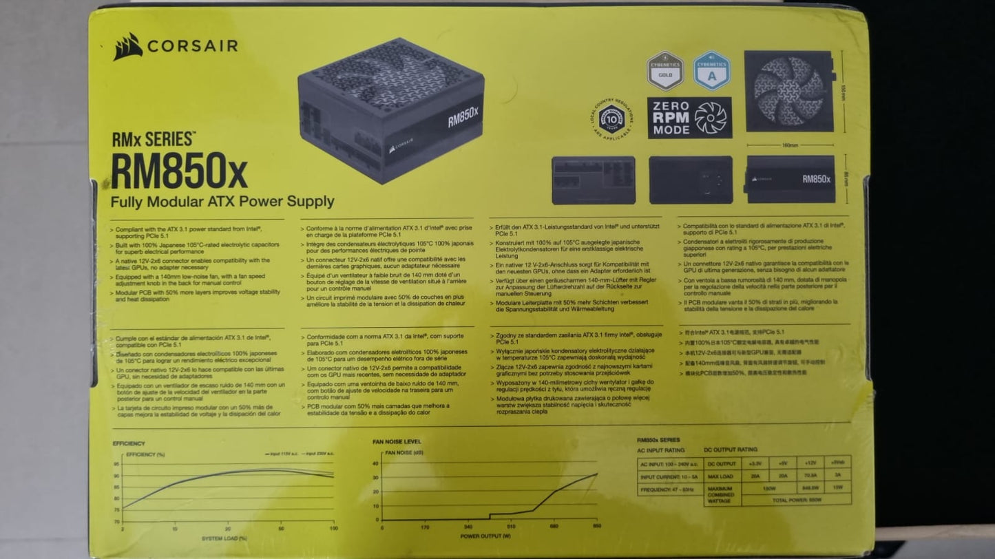 Corsair RM850x 850W 80 Plus Gold Fully Modular ATX Power Supply Used PSU