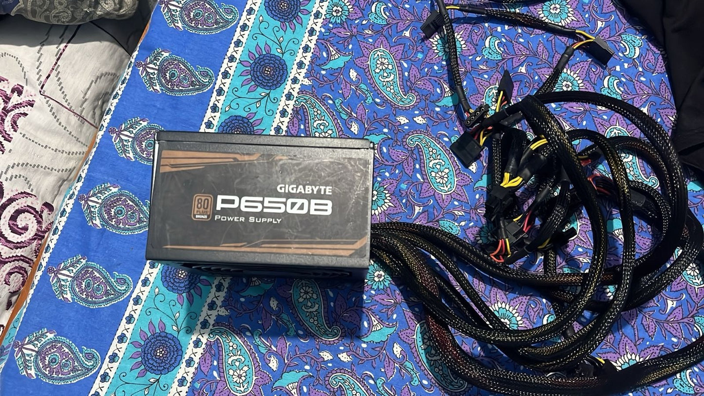 GIGABYTE P650B 650 Watts 80 Plus Bronze Power Supply Used PSU