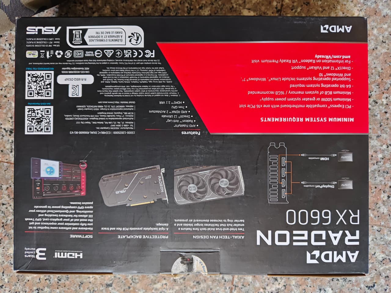 ASUS Dual Radeon RX 6600 V3 8GB Used GPU
