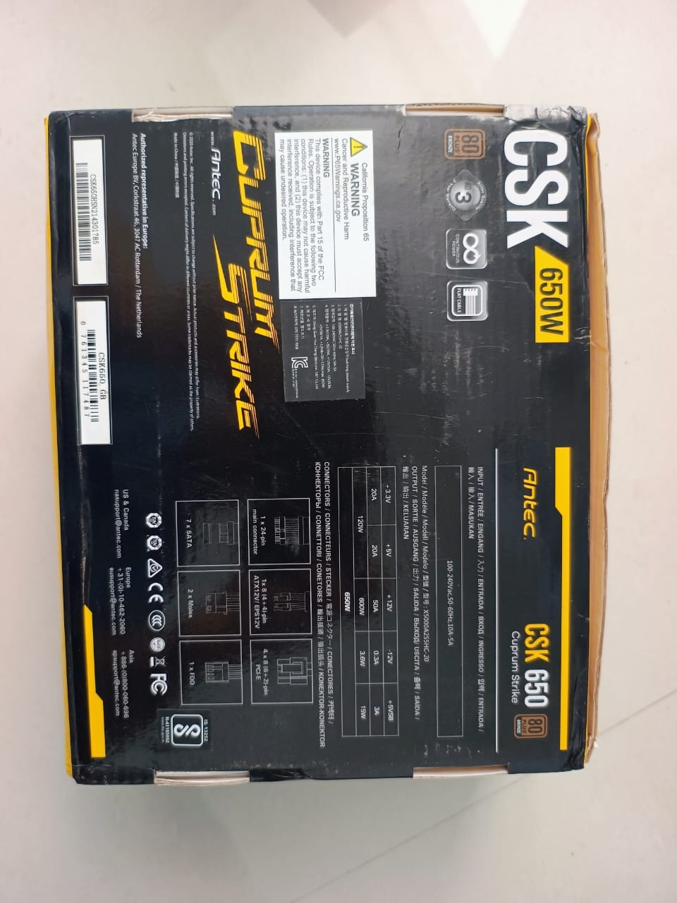 Antec CSK650 Bronze 80 Plus Power Supply 650 Watts Non-Modular Used PSU