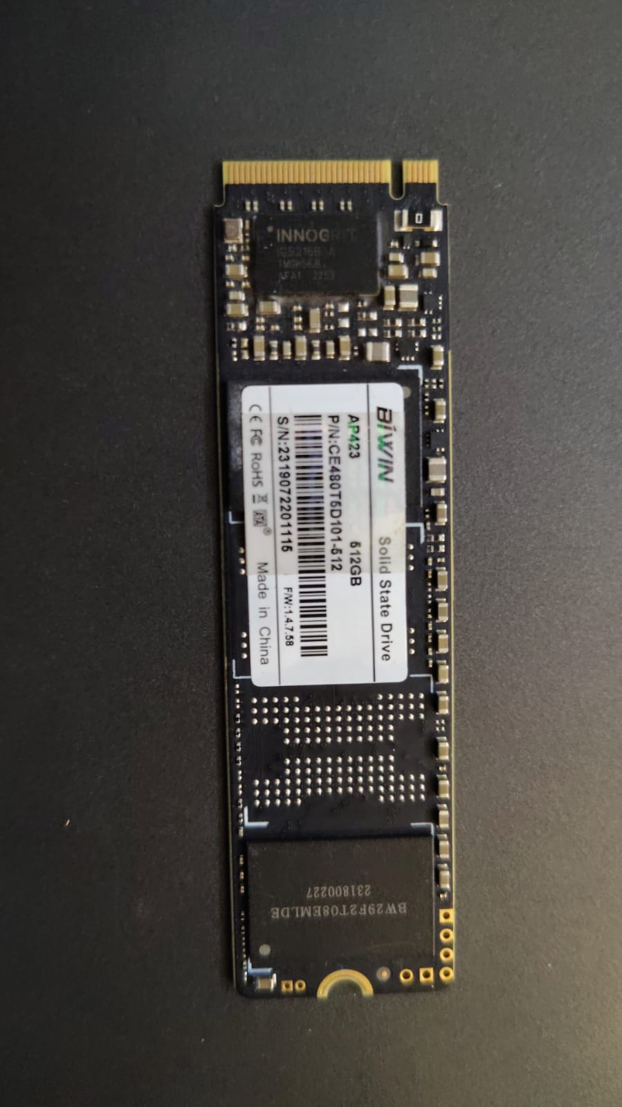 BIWIN 512GB AP413 NVMe M.2 (2280) Internal SSD Used SSD
