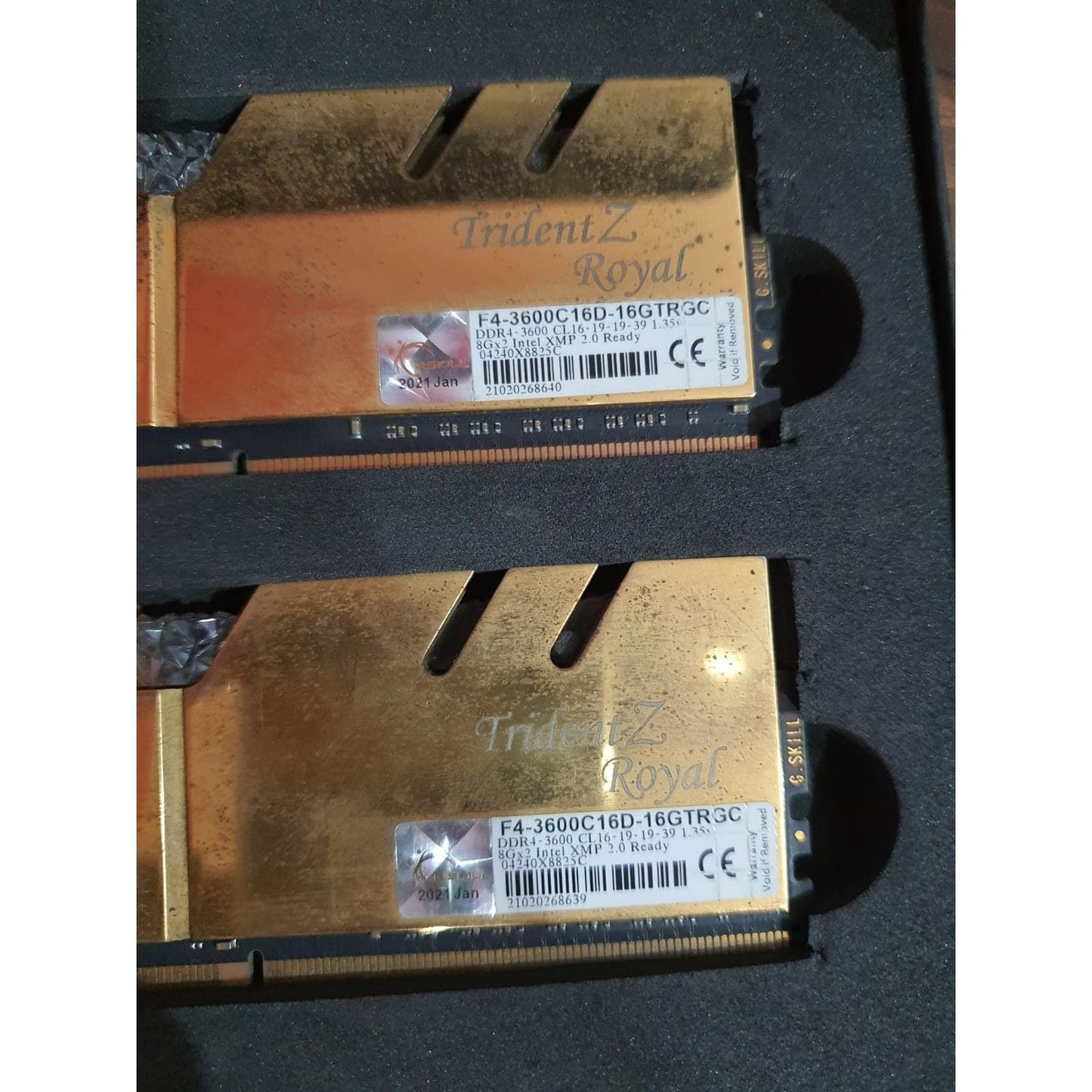 G.SKILL Trident Z Royal 16GB (8GB x 2) 3600MHz DDR4 RGB Gold CL16 Used RAM