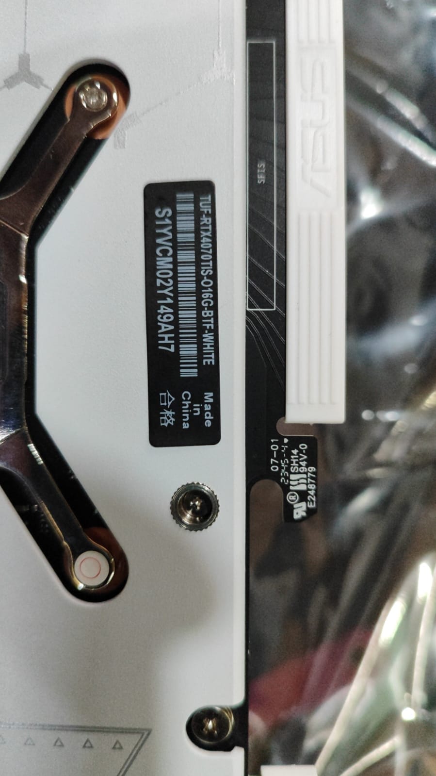 ASUS TUF Gaming RTX 4070 Ti SUPER BTF WHITE OC Edition 16GB Used GPU