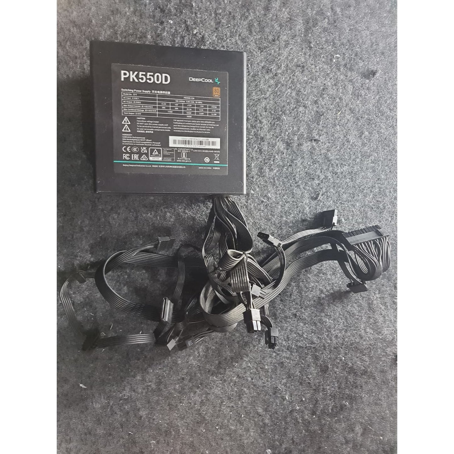 Deepcool PK550D 550W 80 Plus Bronze Non-Modular Power Supply Used PSU - Computify.in