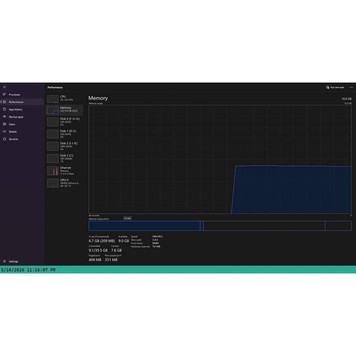 ADATA XPG Spectrix D41 TUF RGB 16GB (8GB x 2) 3000MHz DDR4 CL16 Used RAM