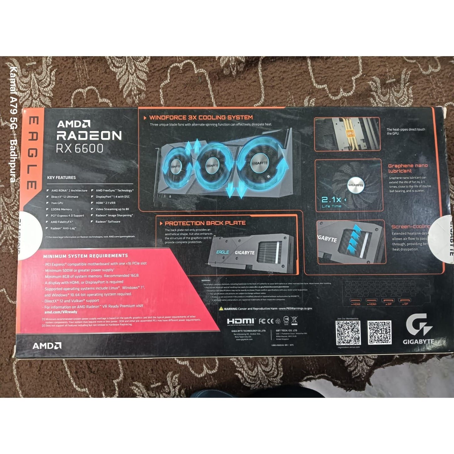 GIGABYTE Radeon RX 6600 Eagle Triple Fan 8GB Used GPU
