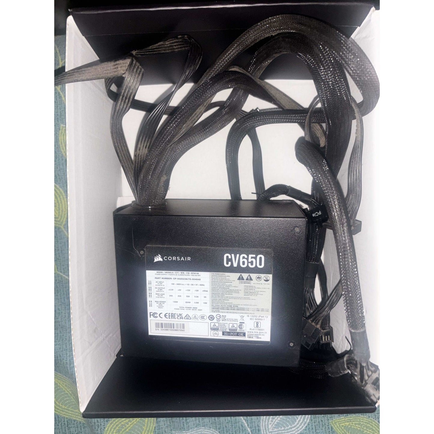 Corsair CV650 CV Series 80 Plus Bronze Certified 650 Watts Used PSU - Computify.in