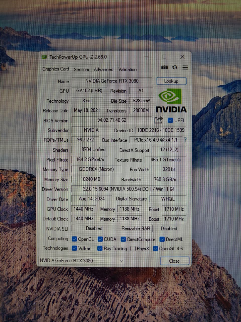 Galax GeForce RTX 3080 SG (1-Click OC) 10GB Used GPU