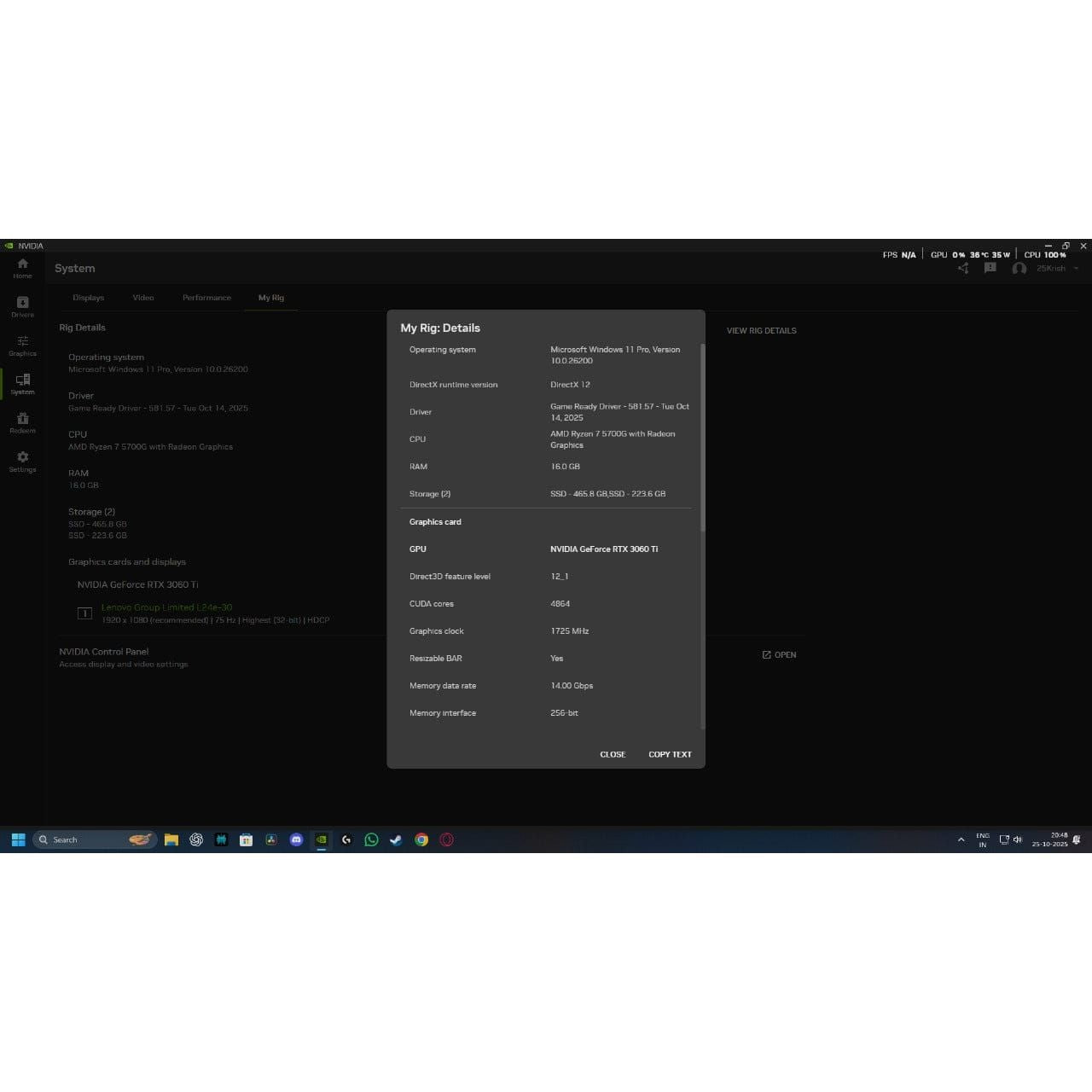AMD Ryzen 7 5700G 4.6 GHz AM4 Socket 8 Cores 16 Threads Used CPU