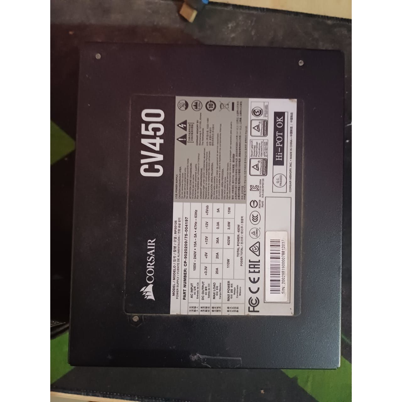 Corsair CV450 CV Series 80 Plus Bronze Certified 450 Watts Used PSU