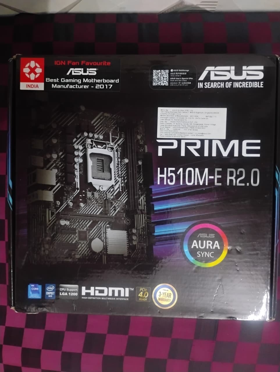 ASUS Prime H510M E LGA1200 Socket DDR4 Used Motherboard