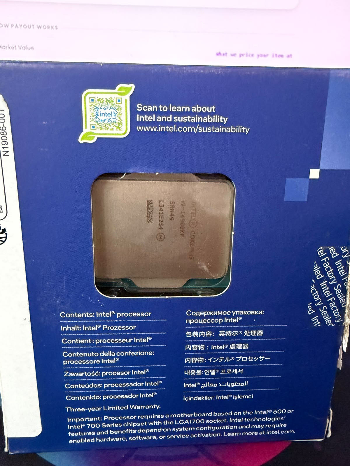 Intel Core i9 14900KF 24 Cores 32 Threads 6.0GHz | 152MB Cache Used CPU