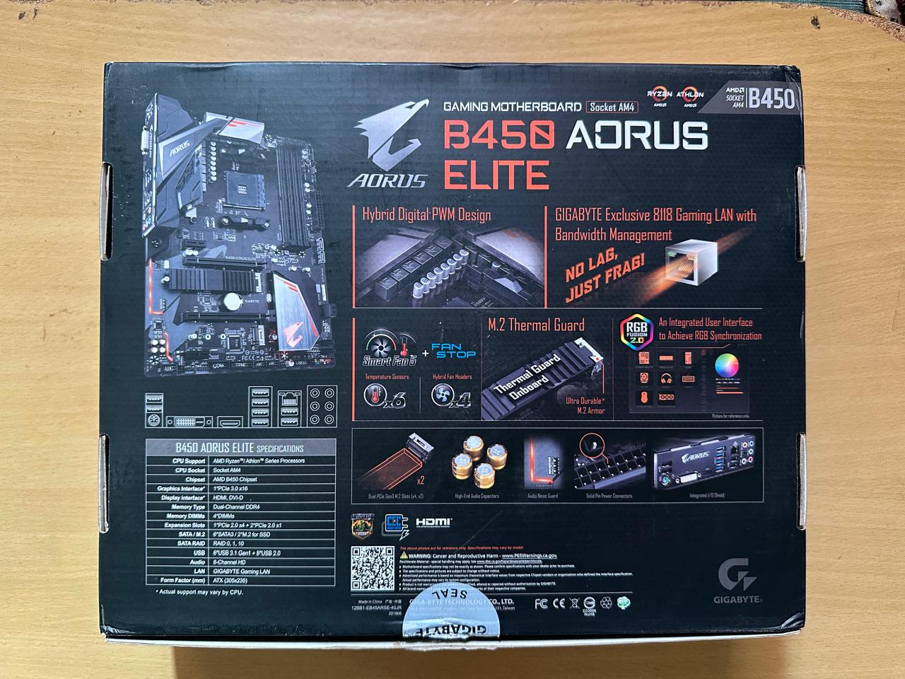 GIGABYTE B450 AORUS Elite ATX AM4 Socket DDR4 Used Motherboard
