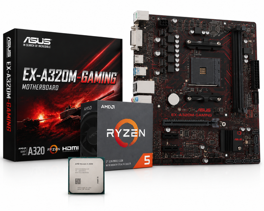 AMD Ryzen 5 2600 + Asus Ex A320m gaming (Processor+Motherboard) Used COMBO