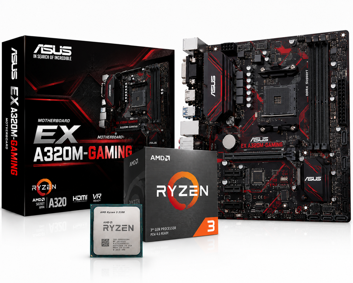 AMD Ryzen 3 3100 + ASUS EX-A320M-GAMING + 8GB XPG (Processor+Motherboard+ Ram) Used Combo