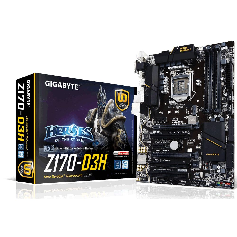 Intel Core i7 6700 4 Cores 8 Threads + Gigabyte Z170 D3H Motherboard Used COMBO
