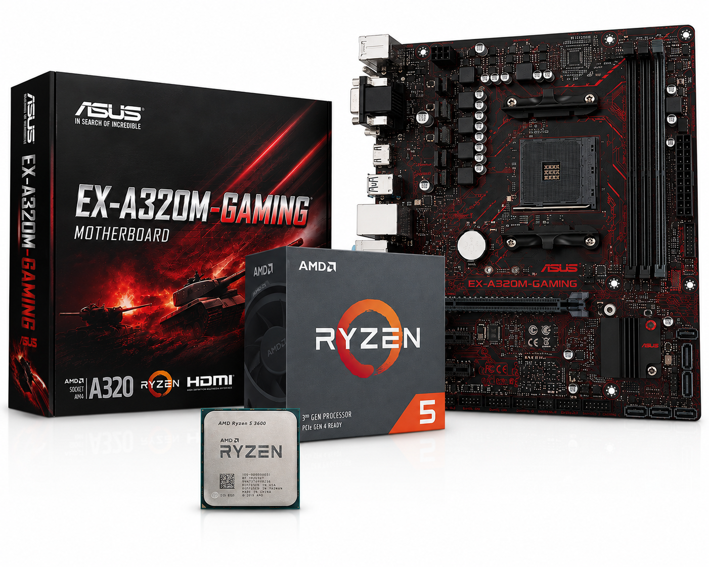 AMD Ryzen 5 3600 + ASUS EX-A320M-GAMING (Processor+Motherboard) COMBO Used