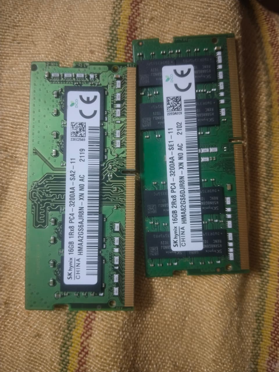 SK Hynix 32GB (16GBx2) DDR4 3200MHZ SODIMM Used Laptop RAM