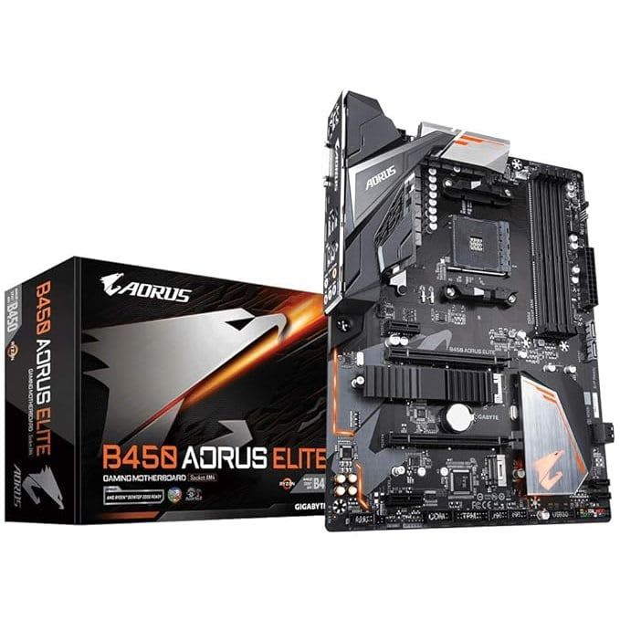 GIGABYTE B450 AORUS Elite ATX AM4 Socket DDR4 Used Motherboard - Computify.in