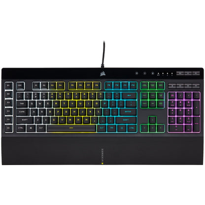 Corsair K55 RGB LED Backlit Keys Media Controls Gaming Keyboard with Wrist Rest, Used Keyboard