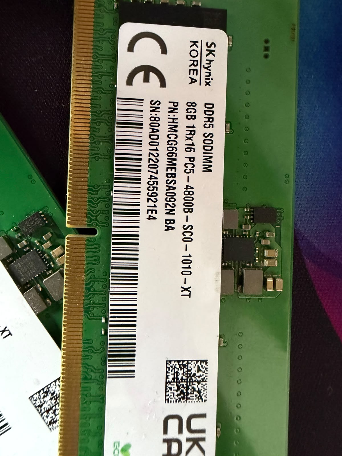 SK Hynix 16GB (8GBx2) DDR5 4800MHZ SODIMM Used Laptop RAM