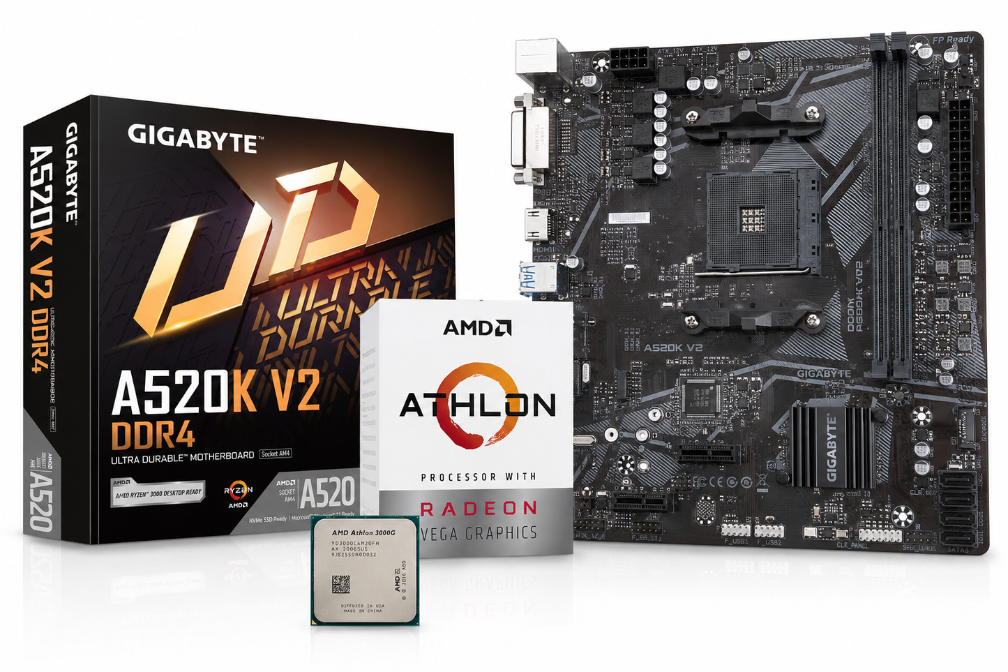 AMD ATHLON 3000G + Gigabyte A520K V2 DDR4 (Processor+Motherboard) COMBO Used