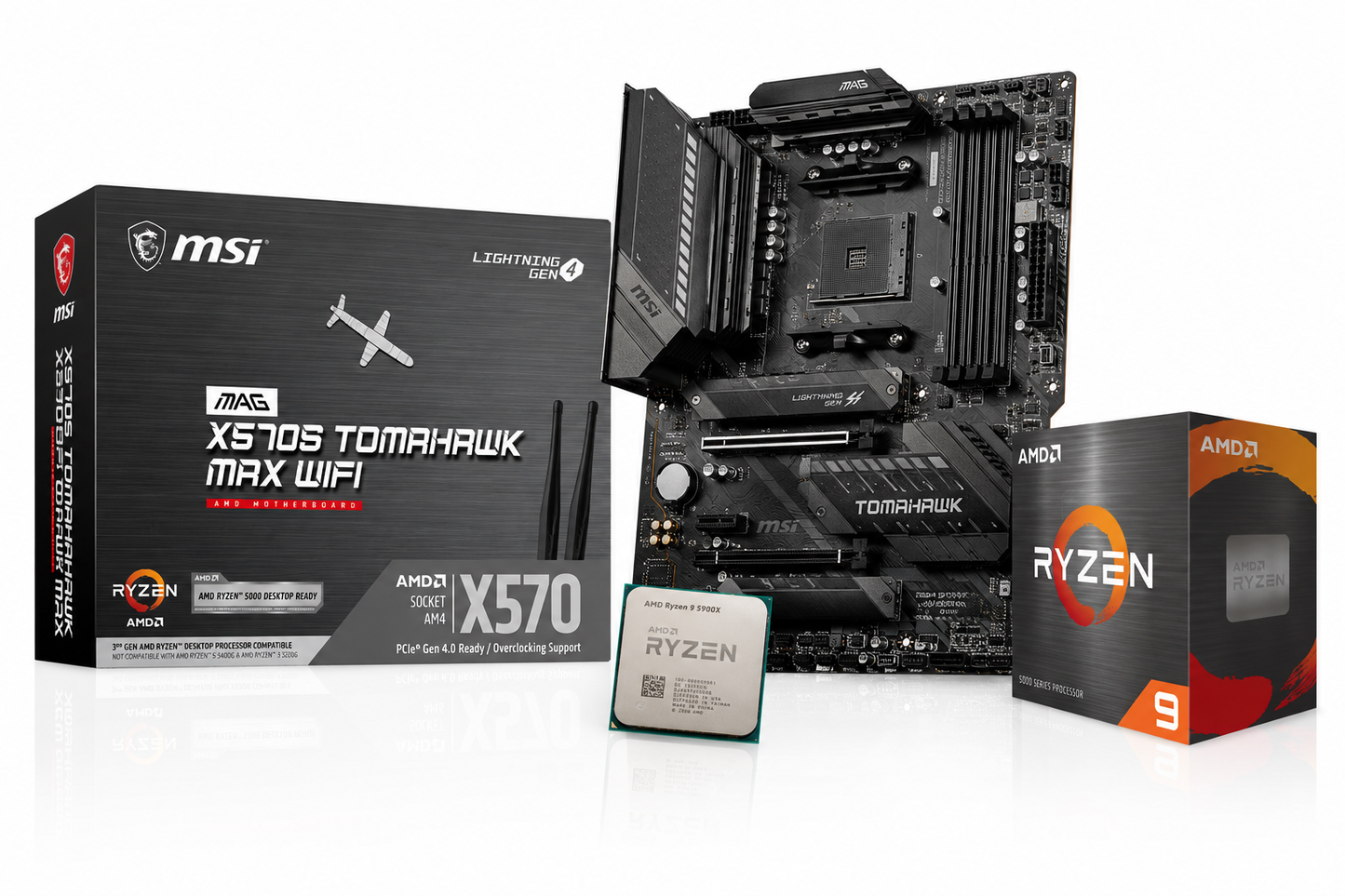 AMD Ryzen 9 5900X 12 Core 24 Threads + MSI MAG X570S Tomahawk MAX WiFi Gaming (Processor+motherboard) Used combo
