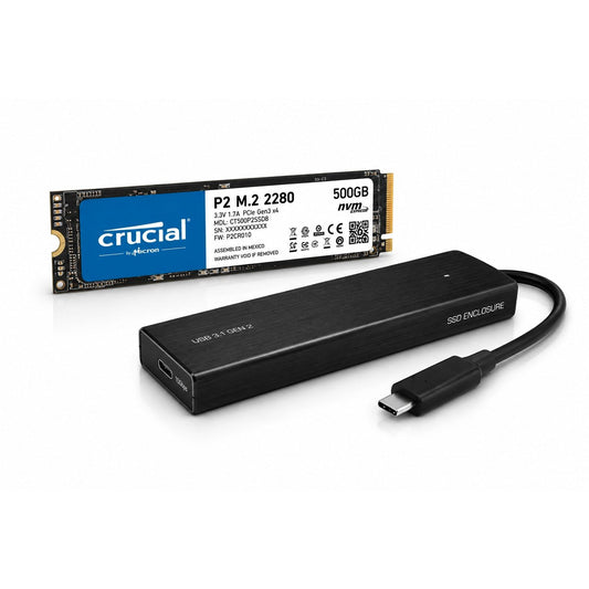 Crucial P2 500GB PCIe 3.0 3D NAND NVMe M.2 With Enclosure Used SSD