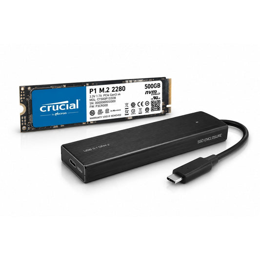 Crucial P1 500GB PCIe 3.0 3D NAND NVMe M.2 With Enclosure Used SSD