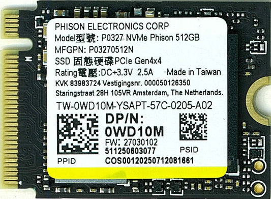 Phison P0327 NVME Gen4x4 512GB 5000MB/s M.2 NVMe Used SSD