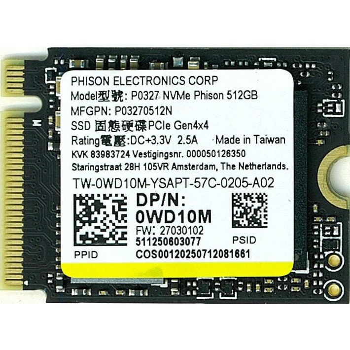 Phison P0327 NVME Gen4x4 512GB 5000MB/s M.2 NVMe Used SSD