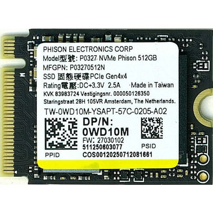 Phison P0327 NVME Gen4x4 512GB 5000MB/s M.2 NVMe Used SSD