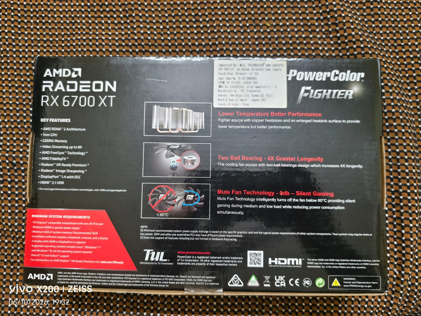POWERCOLOR Radeon RX 6700 XT Fighter 12GB Used GPU