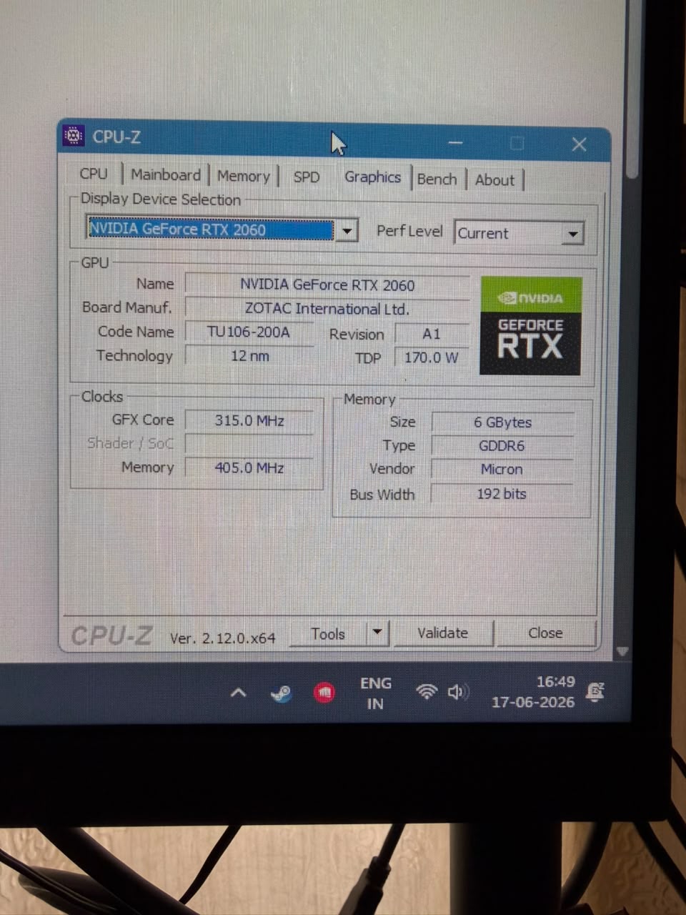 ZOTAC GAMING GeForce RTX 2060 6GB Used GPU