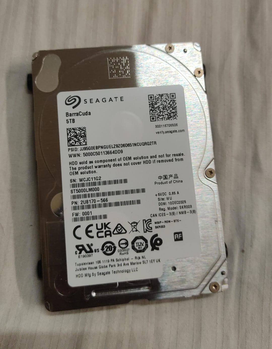 Seagate BarraCuda 5TB Internal HDD 2.5 inch  Used HDD