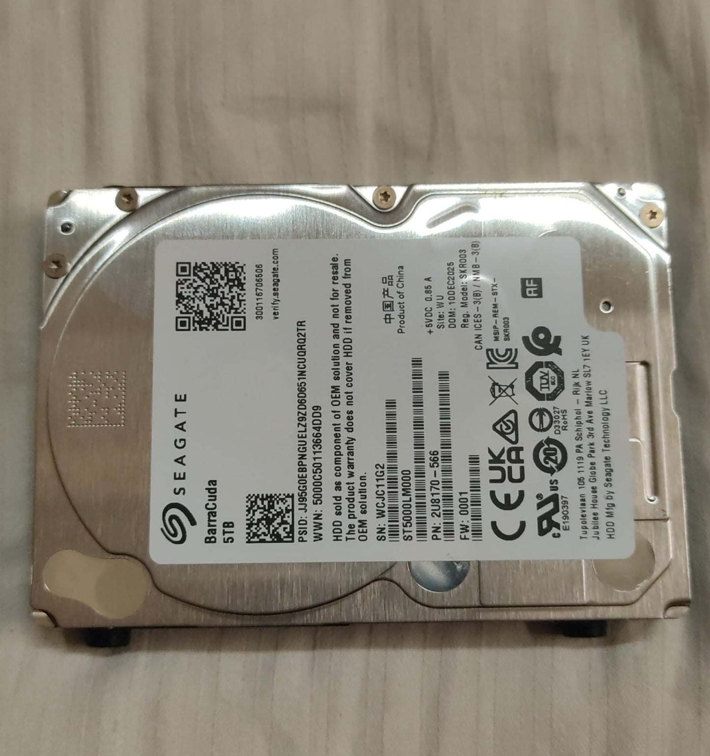 Seagate BarraCuda 5TB Internal HDD 2.5 inch  Used HDD