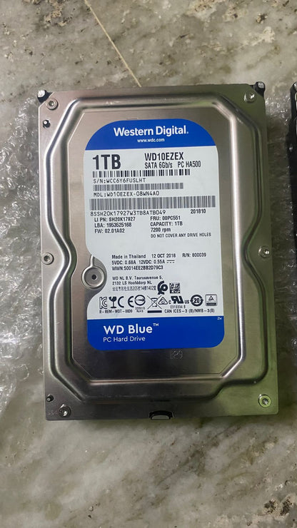 Western Digital 1TB WD Blue 3.5 SATA 6 Gb/s PC Hard Drive Used HDD