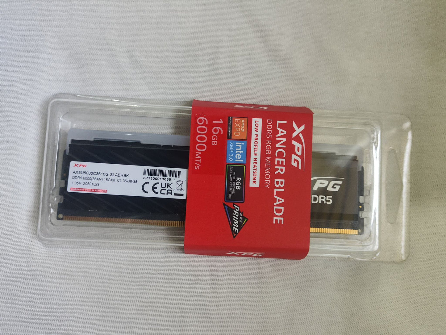 Adata XPG Lancer Blade 16GB 6000MHz CL36 DDR5 New, Sealed RAM