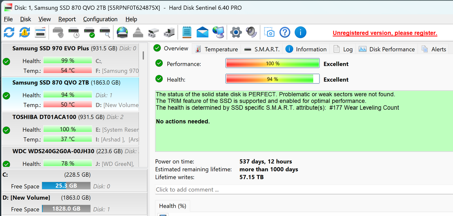 SAMSUNG 870 QVO SATA III 2.5" 2TB Internal SSD  Used SSD