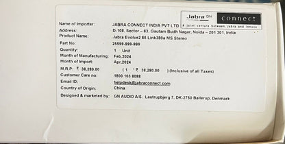 Jabra Evolve2 55 Stereo Wireless On Ear Headset Professional Office headset, Noise-Cancelling Mics, and ANC New, Open Box Headphone