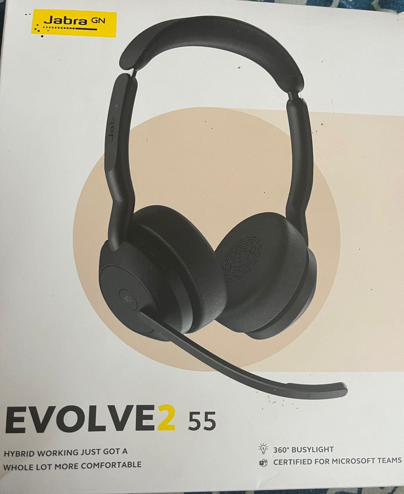 Jabra Evolve2 55 Stereo Wireless On Ear Headset Professional Office headset, Noise-Cancelling Mics, and ANC New, Open Box Headphone